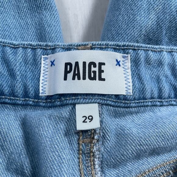 Paige Jeans Womens 29 Harper Wide Leg Light Blue Distressed Hem Relaxed Pants - Picture 8 of 16